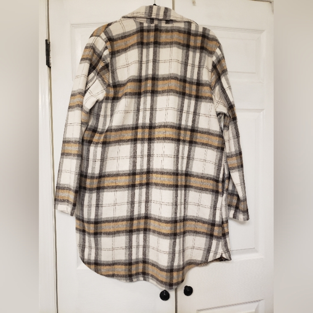 Plaid Open Jacket - Picture 3 of 4